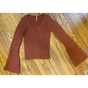 Free People Bell Sleeves Sweater Women’s Medium Rust